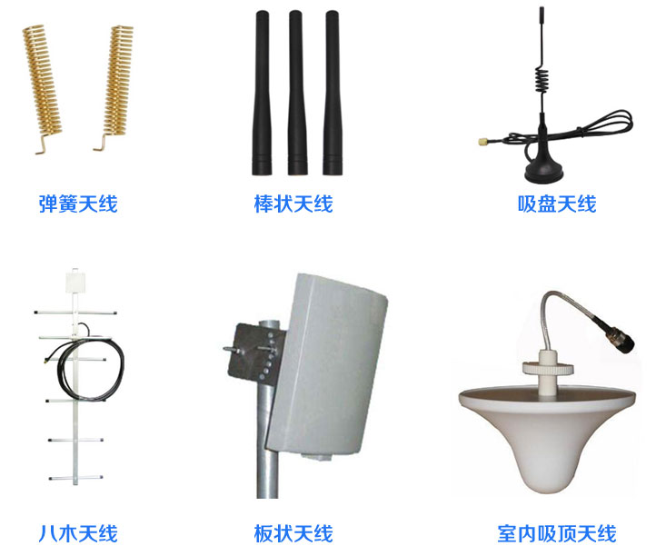 天線類型：彈簧天線、棒狀天線、吸盤天線、八木天線、板狀天線、室內(nèi)吸頂天線。