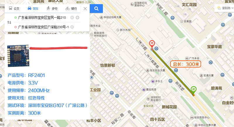 2.4GHz遠(yuǎn)距離、低功耗無(wú)線收發(fā)模塊 RF2401傳輸距離實(shí)測(cè)
